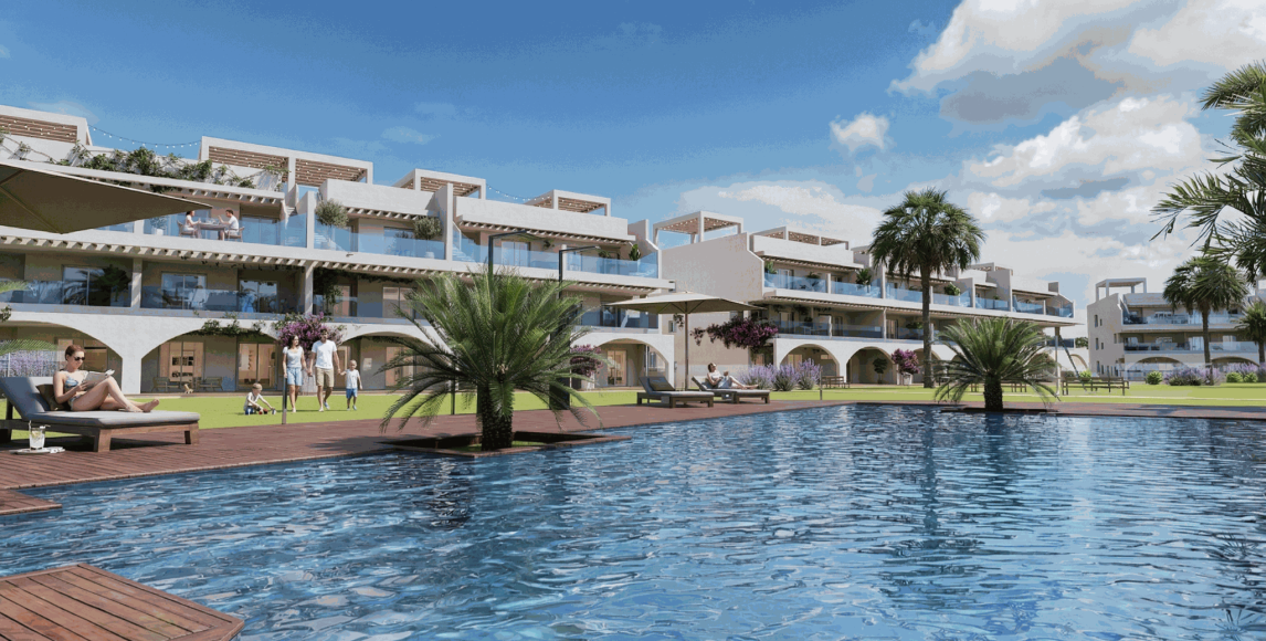 Rezidenční resort ve Vera Playa s bazény, zahradami a minigolfem